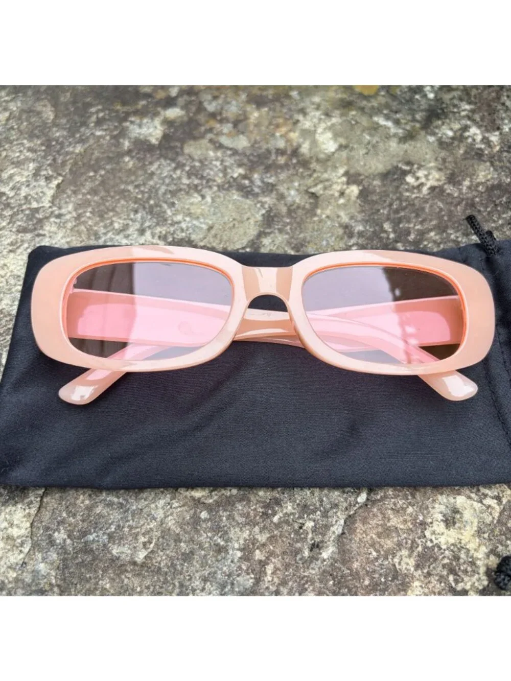 Y2K Chunky Sunglasses Peach Pink Frame Tinted Lens Retro Shades Festival Beach